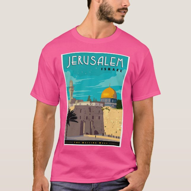 Jerusalem Israel  Vintage Travel Advertising Print T-Shirt (Front)