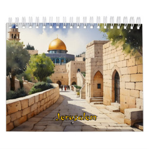 Jerusalem Israel watercolor art Calendar
