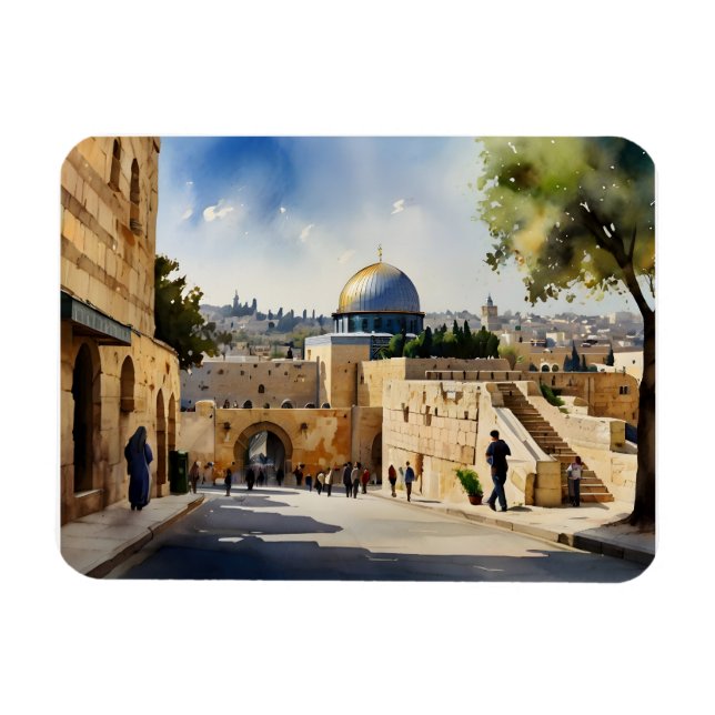 Jerusalem Israel watercolor art Magnet (Horizontal)