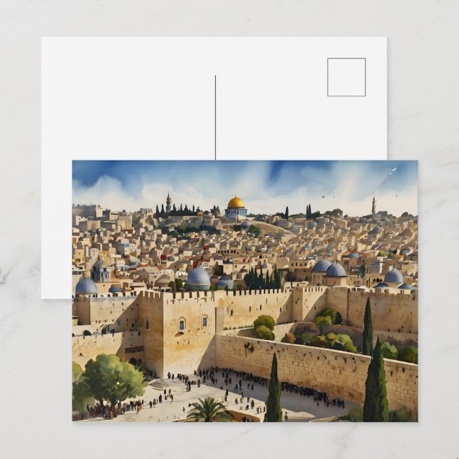 Jerusalem Israel watercolor art Postcard (Front/Back)