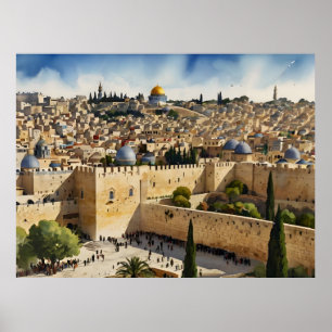 Jerusalem Israel watercolor art Poster