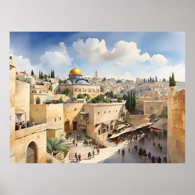 Jerusalem Israel watercolor art Poster (Front)