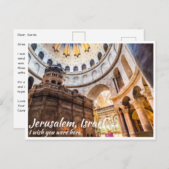 Jerusalem Israel with Church of the Holy Sepulchre Postcard (Front/Back)