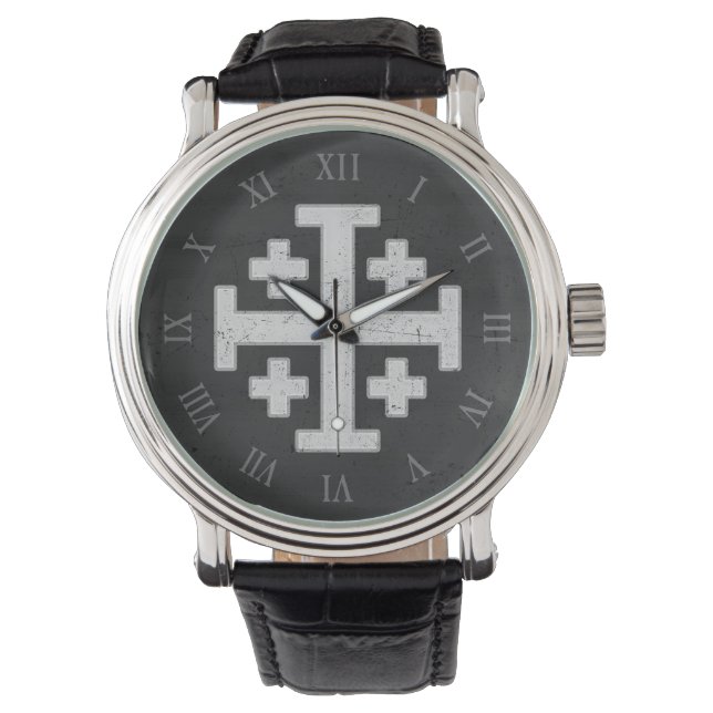 Jerusalem Knight Templar Crusader Cross Christian Watch (Front)