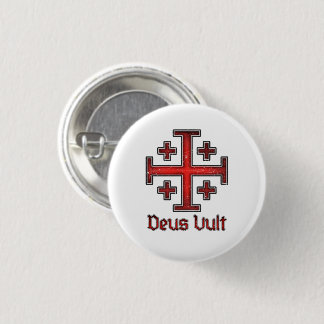 Jerusalem Knight Templar Crusader Cross Deus Vult 3 Cm Round Badge