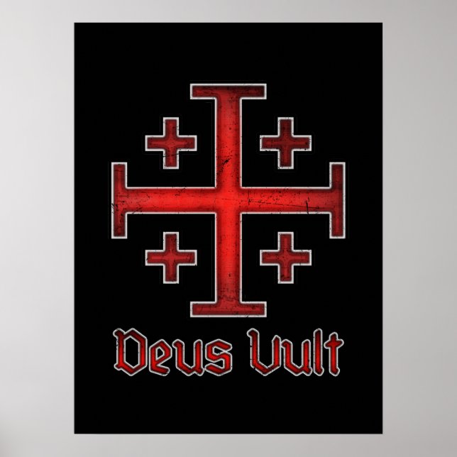 Jerusalem Knight Templar Crusader Cross Deus Vult Poster (Front)