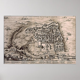 Jerusalem Map Holy Land Vintage Poster