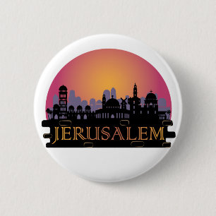 Jerusalem Old City Skyline - Israel Travel 6 Cm Round Badge