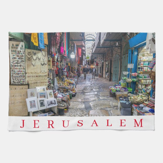 Jerusalem Old Town view tea towel (Horizontal)