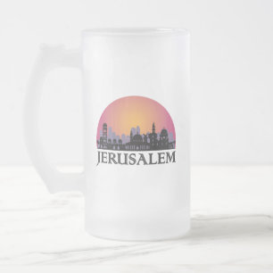 Jerusalem Skyline - Israel Travel Frosted Glass Beer Mug