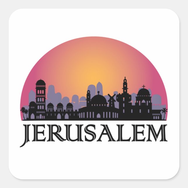 Jerusalem Skyline - Israel Travel Square Sticker (Front)
