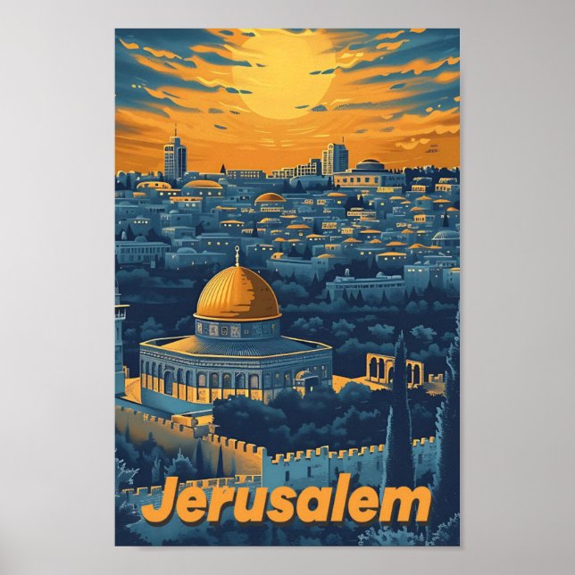 Jerusalem The Holy City Vintage Art Illustration Poster (Front)