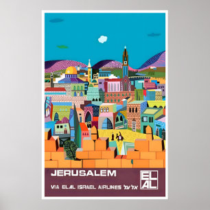 Jerusalem Travel Poster Vintage Israel Print