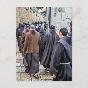Jerusalem Via Dolorosa procession view postcard