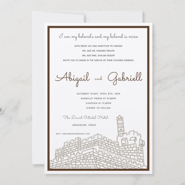 Jerusalem Walls – Wedding Invitation (Front)