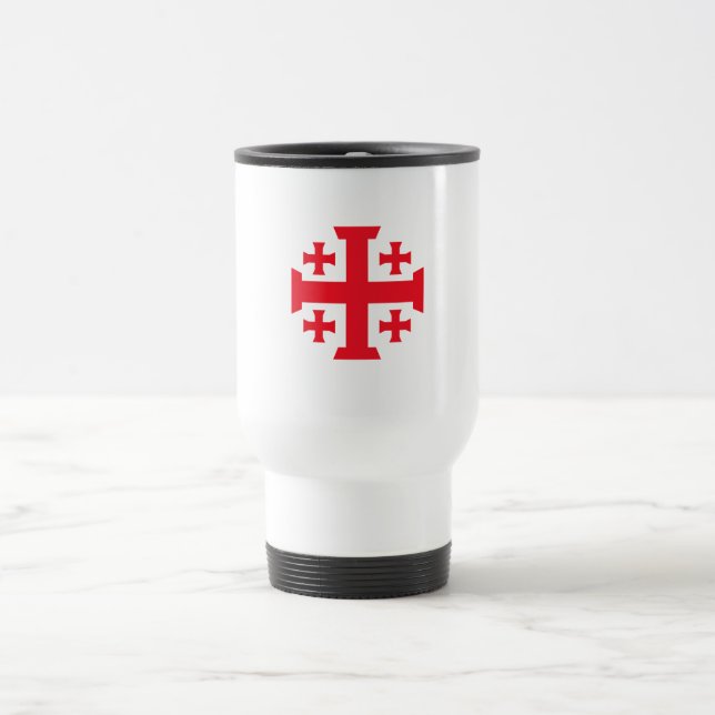 Jeruslam Templar Crusader Cross Travel Mug (Center)