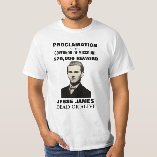Jesse James $25,000 Wanted Poster Men's T-shirt (Front)
