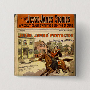 Jesse James Outlaw Bank Robber Comic Book 15 Cm Square Badge