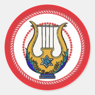 Jesse Tree David's Harp Classic Round Sticker