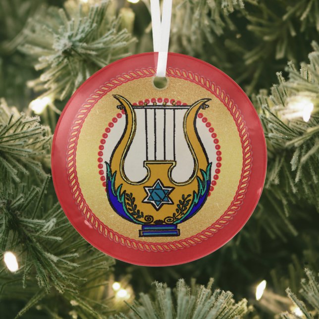 Jesse Tree David's Harp Glass Tree Decoration (Insitu)