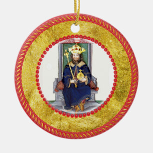 Jesse Tree King and Sceptre Ceramic Tree Decoration