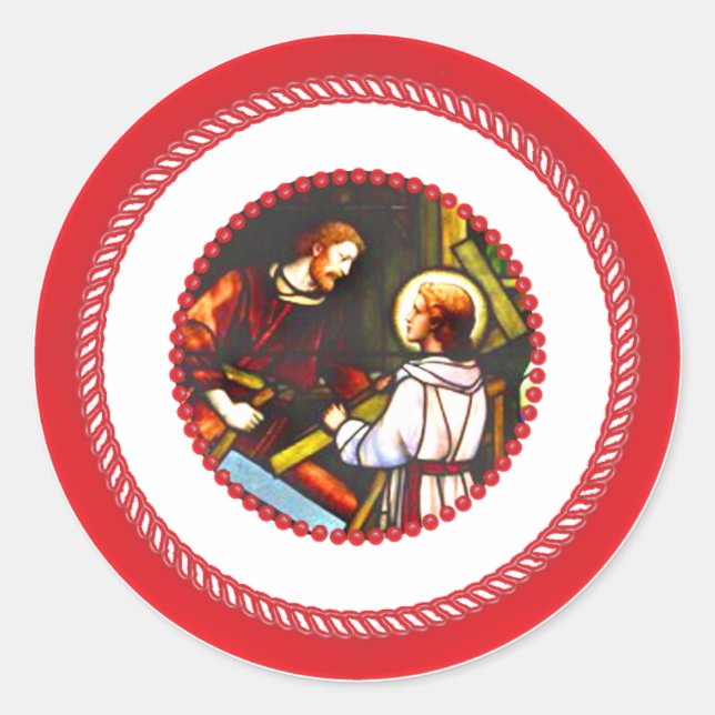 Jesse Tree St. Joseph and Christ Classic Round Sticker (Front)