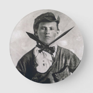 Jesse Woodson James (b/w photo) Round Clock