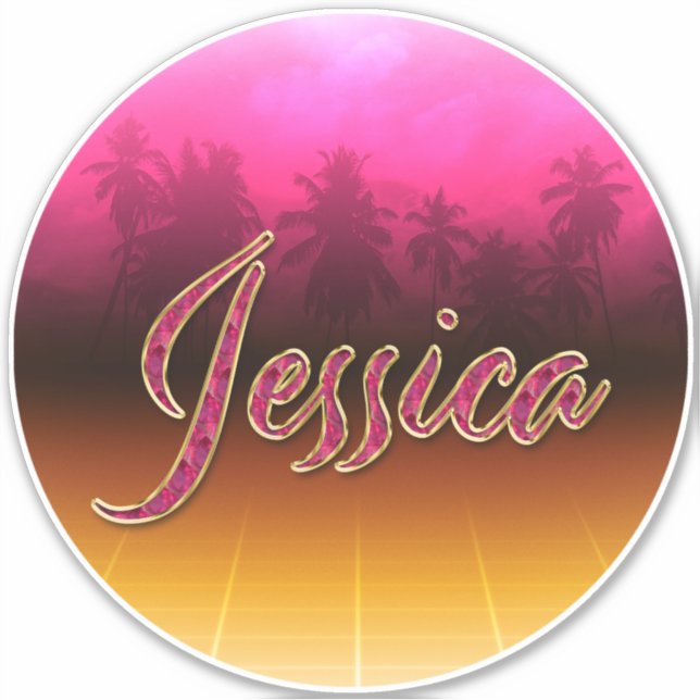 Jessica First Name Golden pink Sticker (Front)