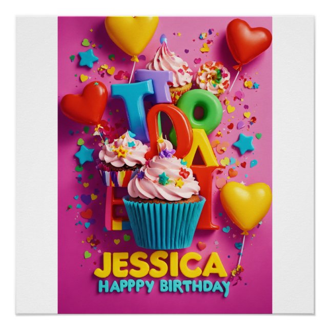 Jessica Happy Birthday" Poster (Front)