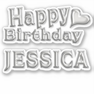 Jessica Happy Birthday silver Sticker