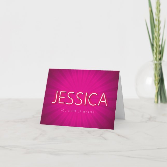 Jessica name in glowing neon lights card (Front)