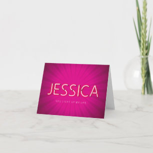 Jessica name in glowing neon lights card