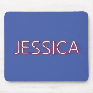 Jessica name in glowing neon lights mouse mat