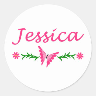 Jessica (Pink Butterfly) Classic Round Sticker