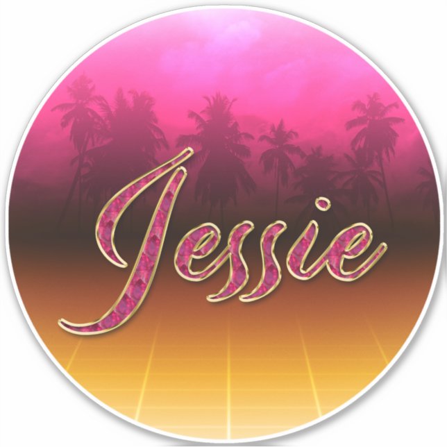 Jessie First Name Golden pink Sticker (Front)
