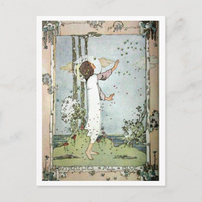 Jessie M. King - Butterflies All Blue Postcard (Front)