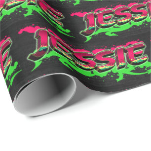 Jessie Vorname Name Graffiti red green Wrapping Paper