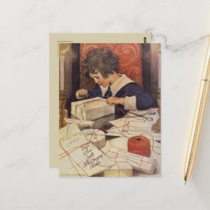 Jessie Wilcox Smith Child Wrapping Presents  Postc Postcard