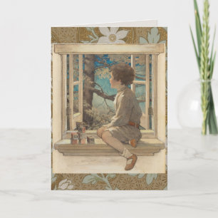 Jessie Wilcox Smith "Dream Blocks" Boy Window Card