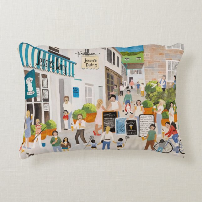 Jessies Dairy in Mousehole Decorative Cushion (Front)