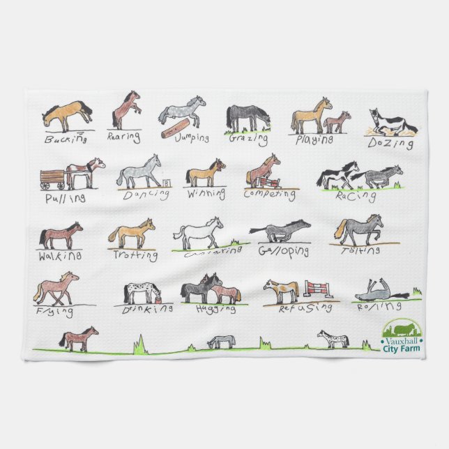 Jess's ponies tea towel (Horizontal)