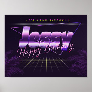 Jessy Name Vorname lila retro Poster Geburtstag