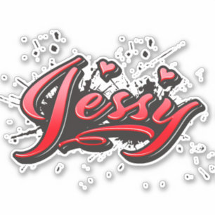 Jessy red Heart Graffiti Sticker