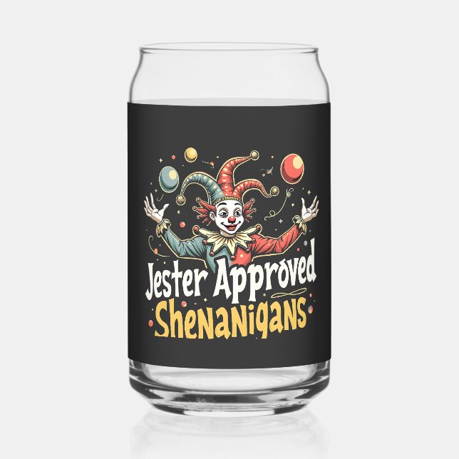 Jester Approved Shenanigans Circus Clown  Can Glass (Front)