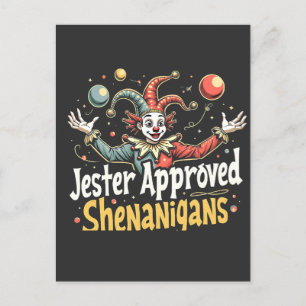 Jester Approved Shenanigans Circus Clown Postcard