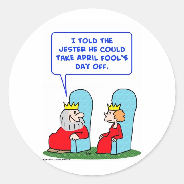 jester april fools day off king classic round sticker (Front)