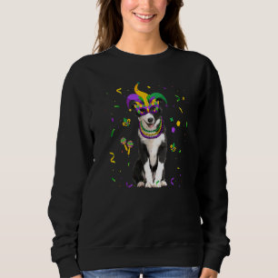 Jester Beads & Mask Border Collie Dog Owner Mardi Sweatshirt