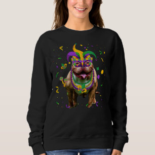 Jester Beads Mask Pitbull Dog Lover Owner Mardi Gr Sweatshirt