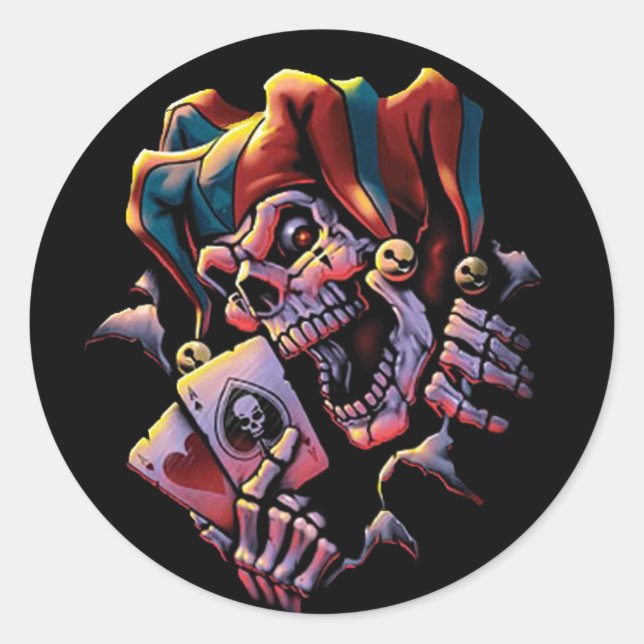 Jester Card Player Classic Round Sticker (Front)