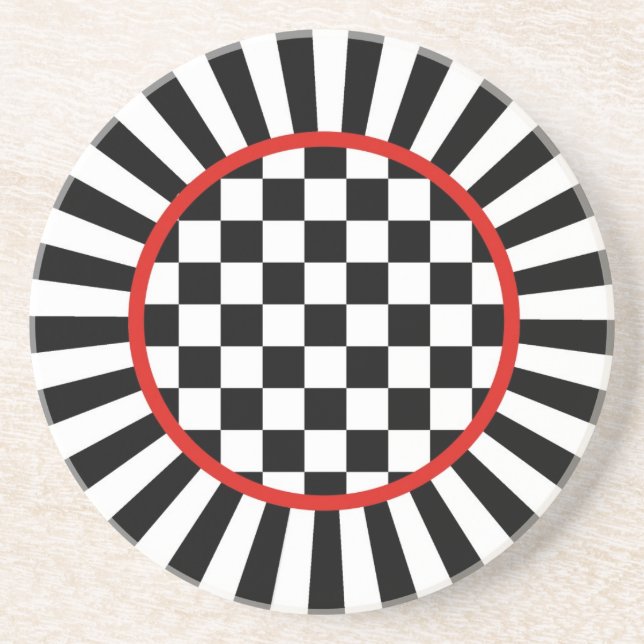 Jester Check Sandstone Coaster (Front)